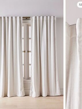 Anthropologie Rowan Woven Textured Ruched Piping Curtains 50” x 96”